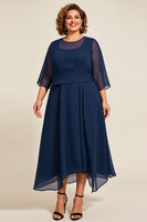 Load image into Gallery viewer, Navy A Line Chiffon Plus Size Mother of the Bride Dress