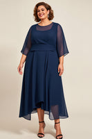 Load image into Gallery viewer, Navy A Line Chiffon Plus Size Mother of the Bride Dress