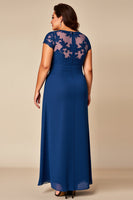 Load image into Gallery viewer, Blue A Line Appliqued Chiffon Mother of the Bride Dress