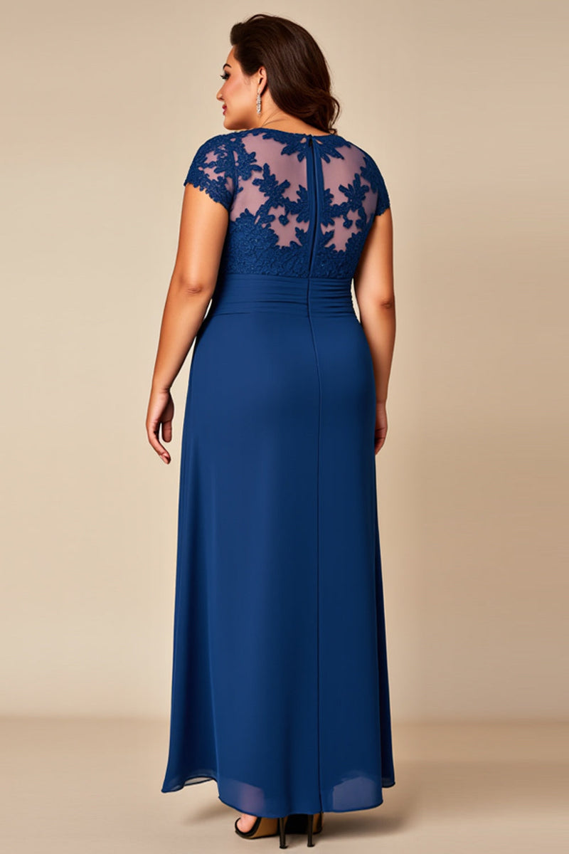 Load image into Gallery viewer, Blue A Line Appliqued Chiffon Mother of the Bride Dress