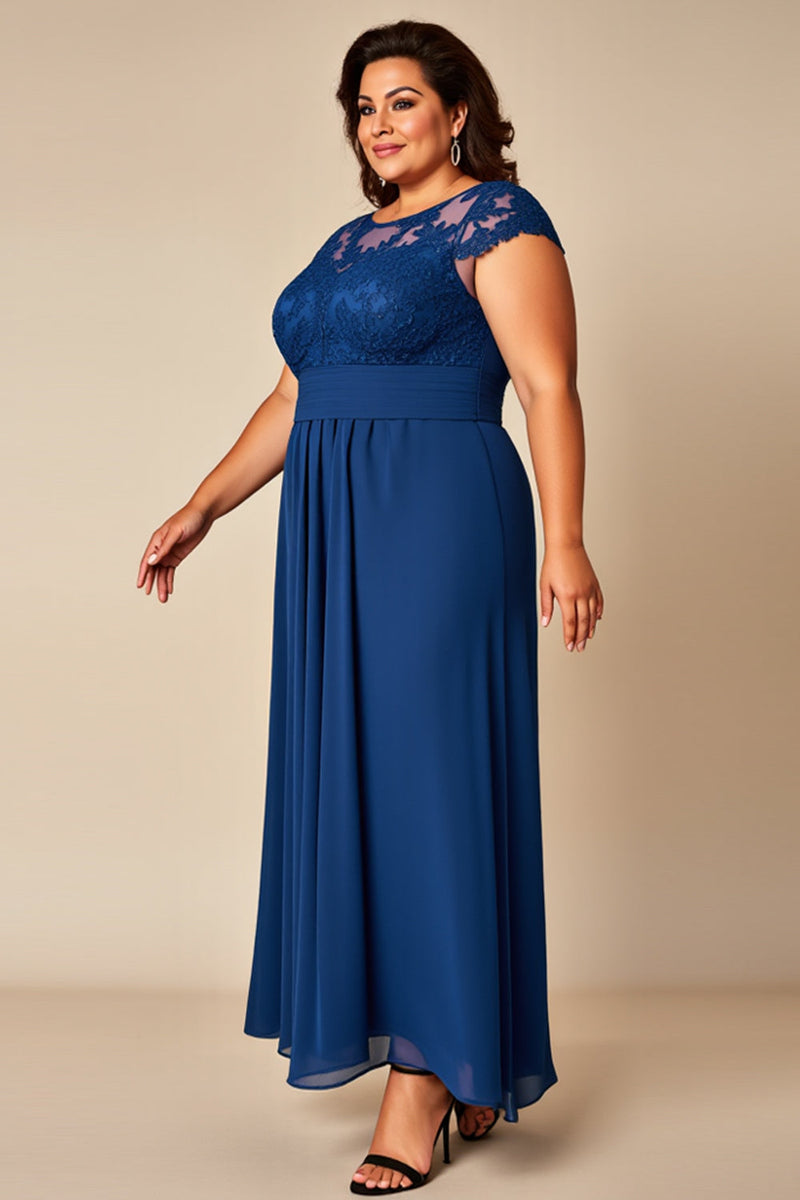 Load image into Gallery viewer, Blue A Line Appliqued Chiffon Mother of the Bride Dress