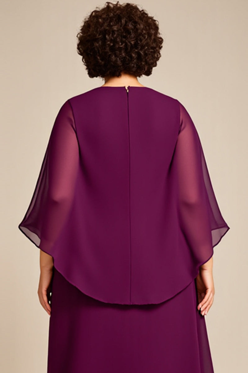 Load image into Gallery viewer, Purple A Line Keyhole Chiffon Mother of the Bride Dress