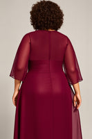 Load image into Gallery viewer, Plus Size Burgundy A Line Keyhole Chiffon Mother of the Bride Dress