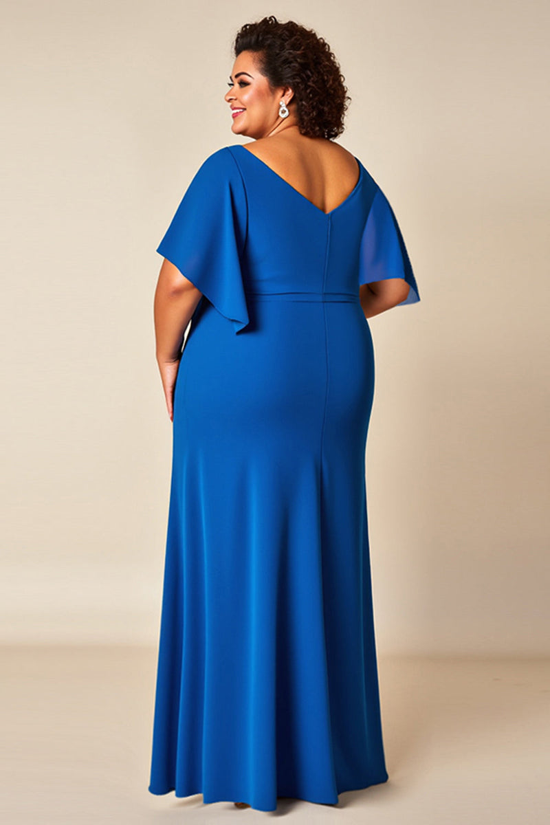 Load image into Gallery viewer, Royal Blue Ruched A Line Chiffon Mother of the Bride Dress