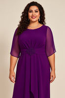 Load image into Gallery viewer, Purple Pleated Asymmetrical A Line Chiffon Mother of the Bride Dress