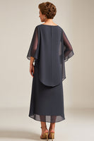 Load image into Gallery viewer, Steel Grey Scoop Neck A Line Long Mother of the Bride Dress