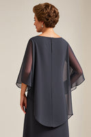 Load image into Gallery viewer, Steel Grey Scoop Neck A Line Long Mother of the Bride Dress