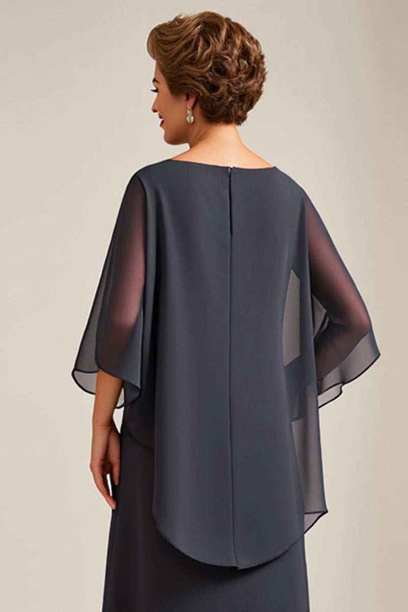 Load image into Gallery viewer, Steel Grey Scoop Neck A Line Long Mother of the Bride Dress