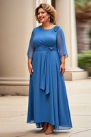 Load image into Gallery viewer, Royal Blue Chiffon Plus Size A Line Mother of the Bride Dress with Appliques