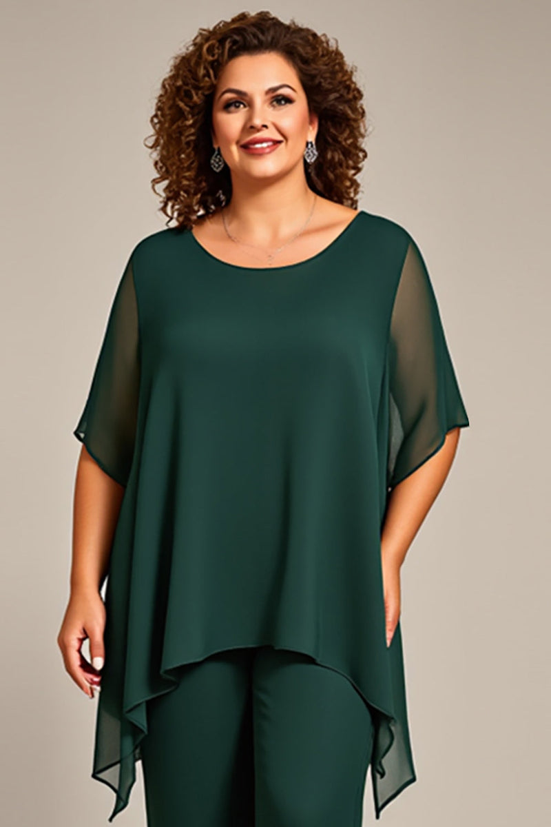 Load image into Gallery viewer, Pine Chiffon Scoop Neck Mother of the Bride Pantsuit