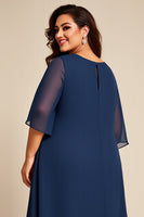 Load image into Gallery viewer, Navy Chiffon Tiered Plus Size Mother of the Bride Dress