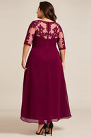 Load image into Gallery viewer, Burgundy Appliqued Chiffon Plus Size Mother of the Bride Dress