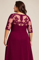 Load image into Gallery viewer, Burgundy Appliqued Chiffon Plus Size Mother of the Bride Dress
