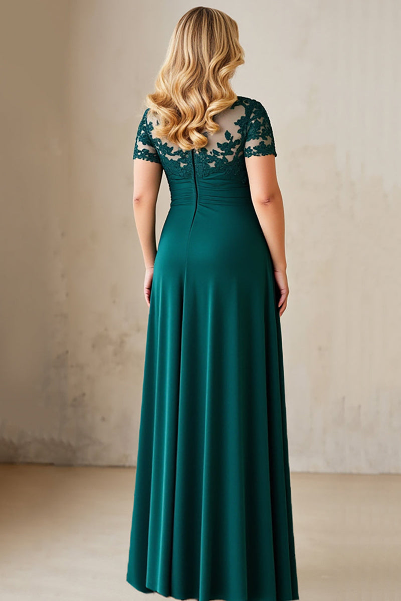 Load image into Gallery viewer, Pine Appliqued Asymmetrical Plus Size Mother of the Bride Dress