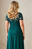 Load image into Gallery viewer, Pine Appliqued Asymmetrical Plus Size Mother of the Bride Dress
