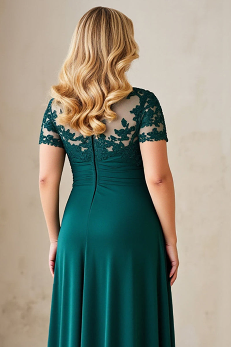 Load image into Gallery viewer, Pine Appliqued Asymmetrical Plus Size Mother of the Bride Dress