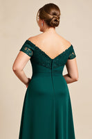 Load image into Gallery viewer, Pine Appliqued A Line Off the Shoulder Plus Size Mother of the Bride Dress