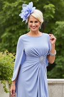 Load image into Gallery viewer, Lavender Ruched Mother of the Bride Dress with Cape
