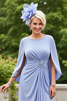 Load image into Gallery viewer, Lavender Ruched Mother of the Bride Dress with Cape