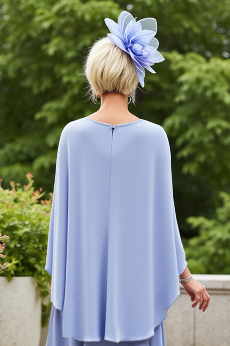Load image into Gallery viewer, Lavender Ruched Mother of the Bride Dress with Cape