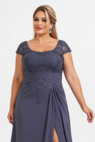 Load image into Gallery viewer, Twilight A Line Appliqued Plus Size Mother of the Bride Dress with Slit