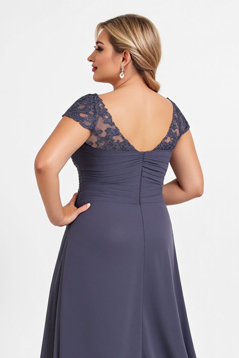 Load image into Gallery viewer, Twilight A Line Appliqued Plus Size Mother of the Bride Dress with Slit