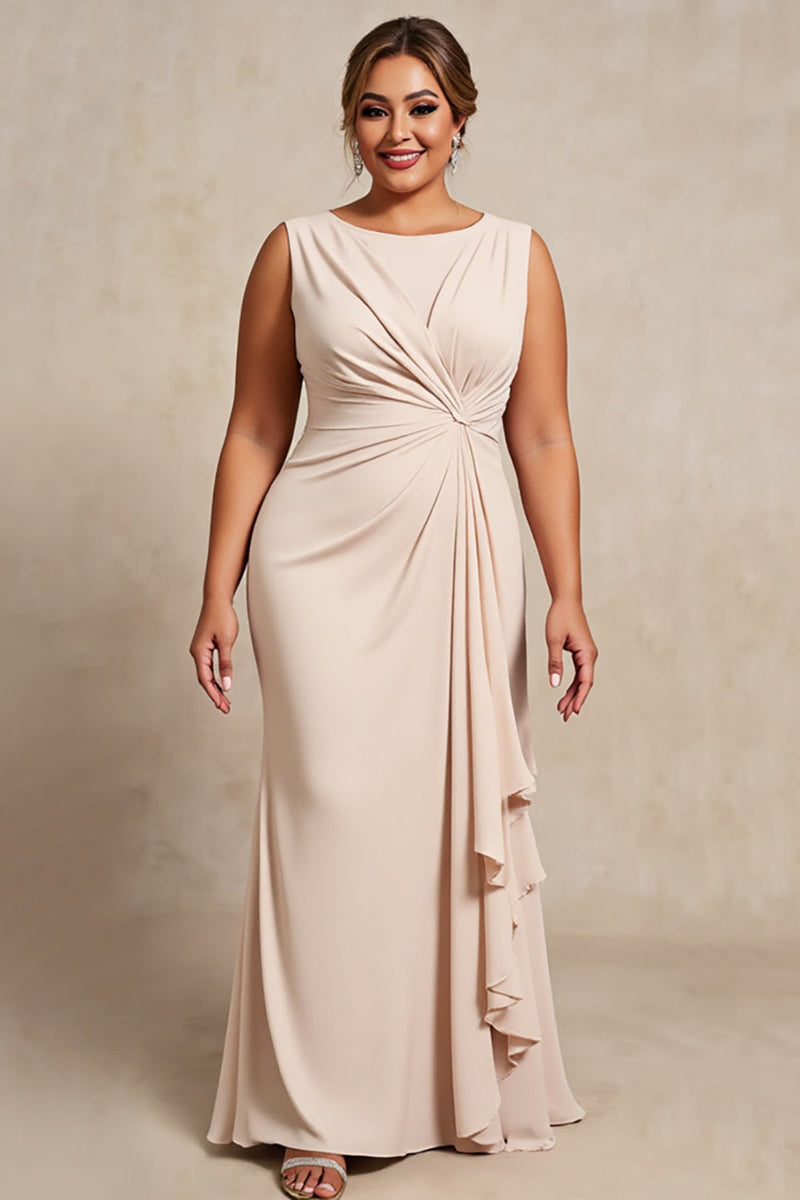 Load image into Gallery viewer, Apricot Chiffon Plus Size Mother of the Bride Dress with Ruffles