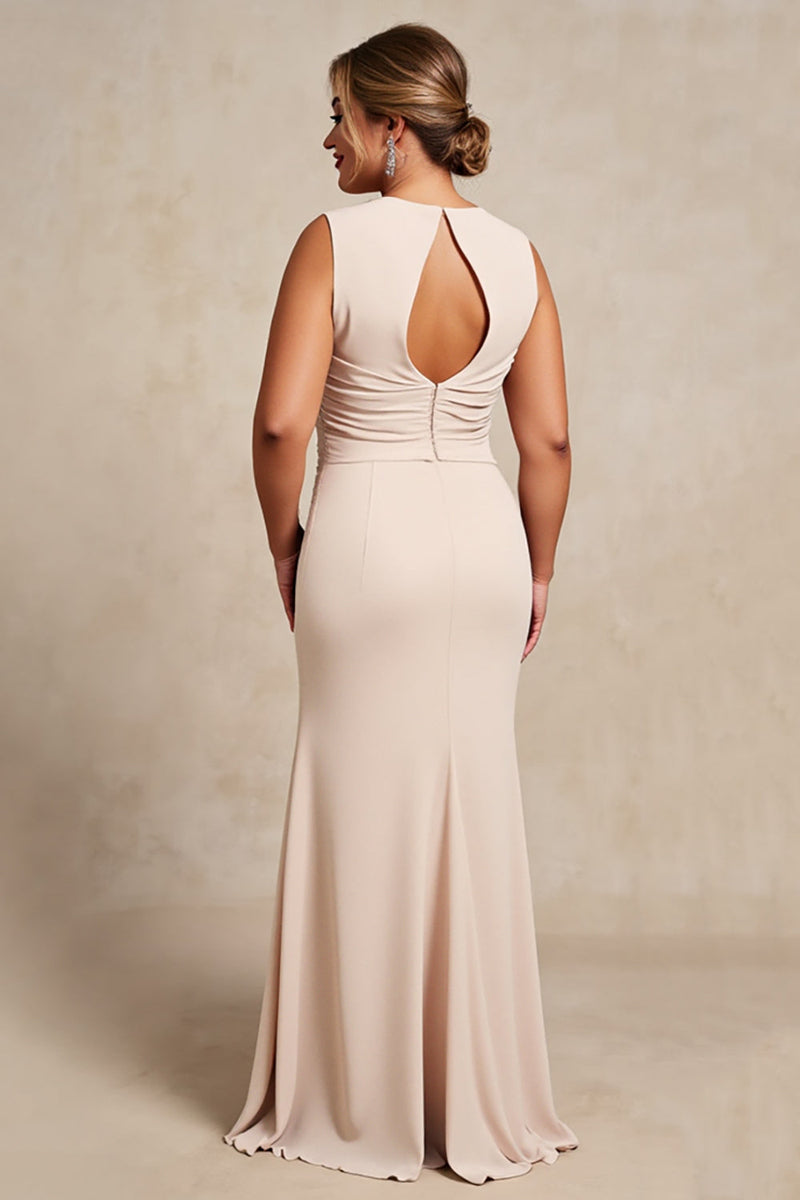 Load image into Gallery viewer, Apricot Chiffon Plus Size Mother of the Bride Dress with Ruffles