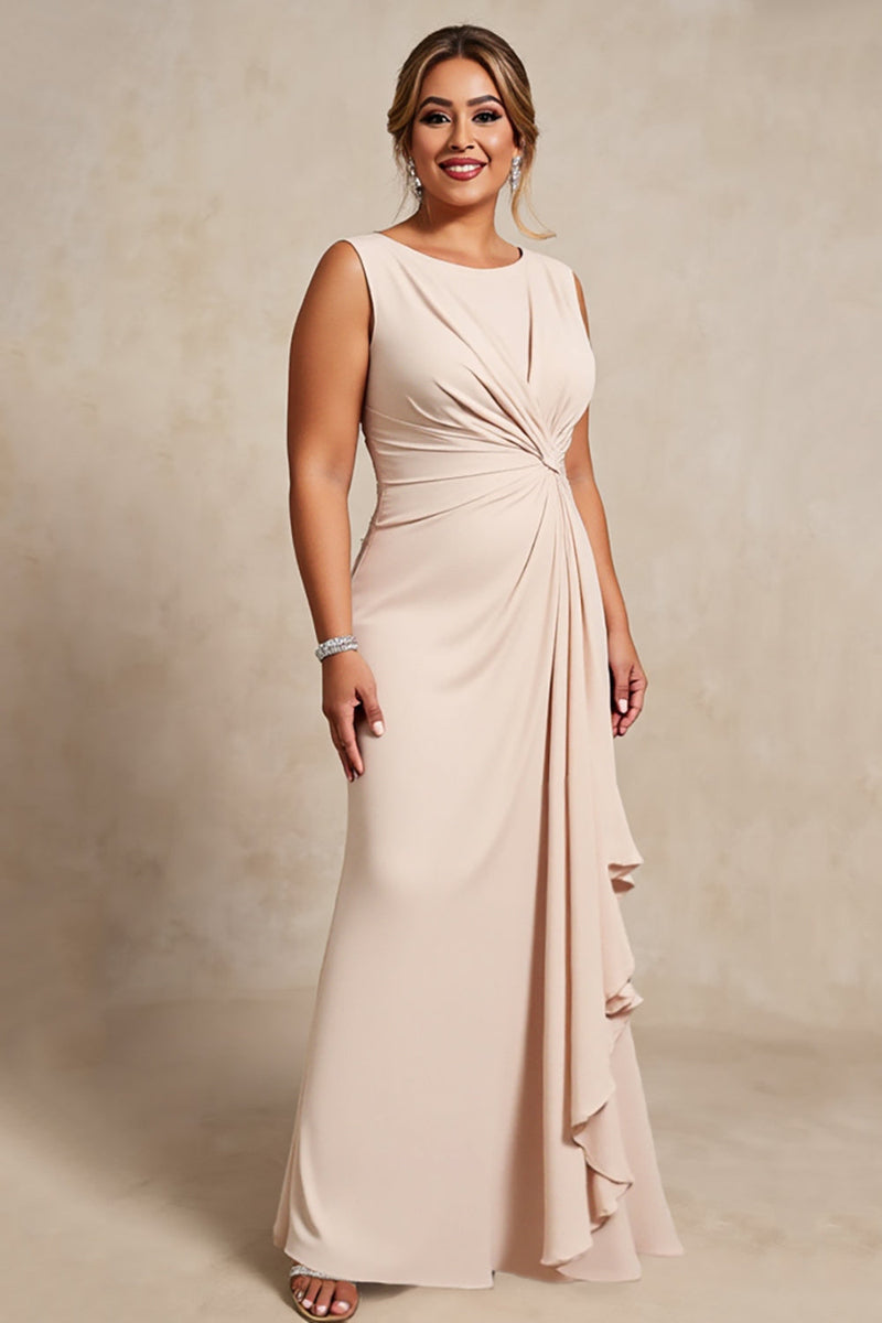 Load image into Gallery viewer, Apricot Chiffon Plus Size Mother of the Bride Dress with Ruffles