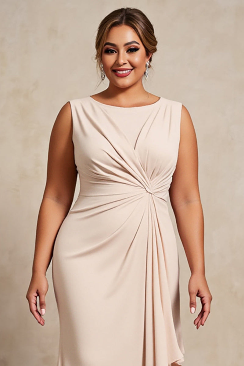 Load image into Gallery viewer, Apricot Chiffon Plus Size Mother of the Bride Dress with Ruffles