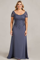 Load image into Gallery viewer, Twilight Scoop Neck Chiffon Appliqued Plus Size Mother of the Bride Dress