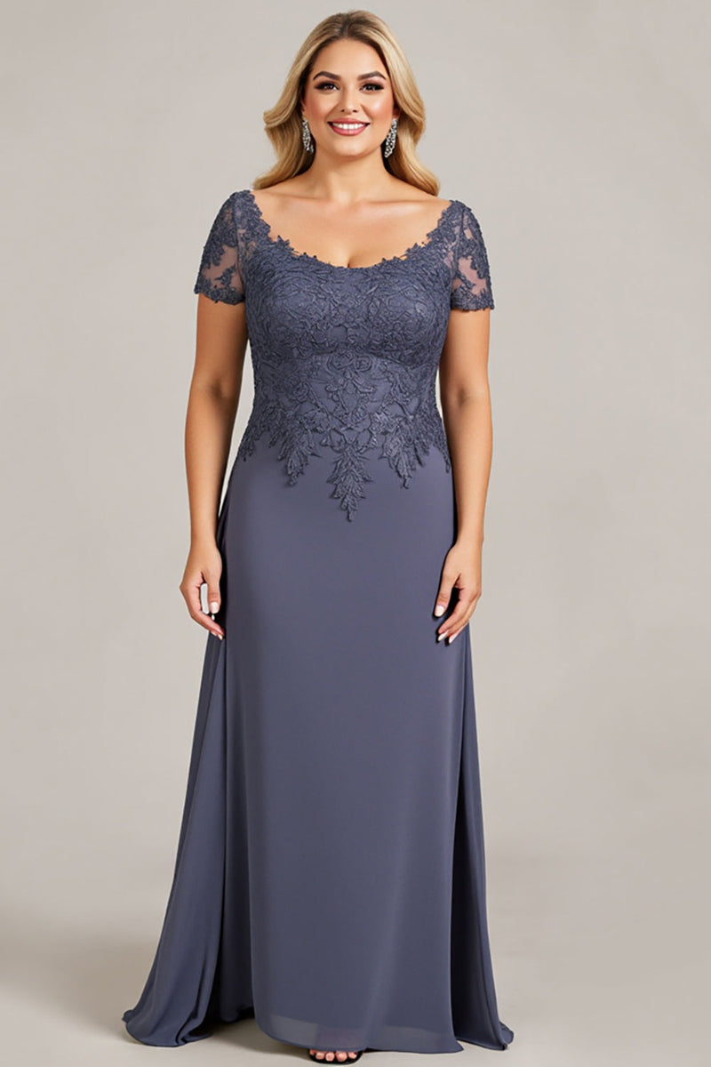 Load image into Gallery viewer, Twilight Scoop Neck Chiffon Appliqued Plus Size Mother of the Bride Dress