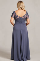Load image into Gallery viewer, Twilight Scoop Neck Chiffon Appliqued Plus Size Mother of the Bride Dress
