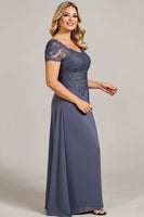 Load image into Gallery viewer, Twilight Scoop Neck Chiffon Appliqued Plus Size Mother of the Bride Dress