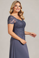 Load image into Gallery viewer, Twilight Scoop Neck Chiffon Appliqued Plus Size Mother of the Bride Dress