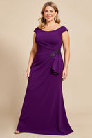 Load image into Gallery viewer, Purple Ruched Scoop Neck Mother of the Bride Dress
