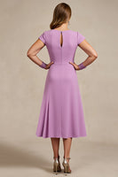 Load image into Gallery viewer, Lilac Chiffon Ruched A Line Midi Mother of the Bride Dress
