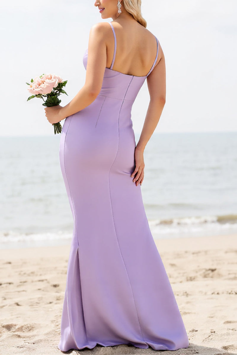 open lace back dress Awesome Long Mismatched Tulle Bohemian Purple Bridesmaid Dresses main image 0