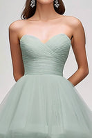 Load image into Gallery viewer, Light Green Tulle Strapless Tiered Long Prom Dress