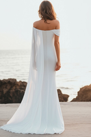 Load image into Gallery viewer, White Chiffon Mermaid Off the Shoulder Engagement Dress