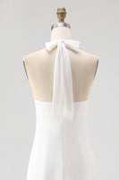 Load image into Gallery viewer, White A Line Halter Chiffon Bridal Shower Dress