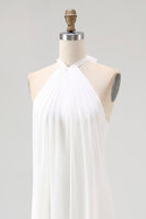 Load image into Gallery viewer, White A Line Halter Chiffon Bridal Shower Dress