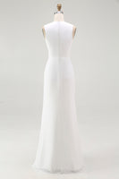 Load image into Gallery viewer, White Chiffon V-Neck Sheath Long Reception Dress