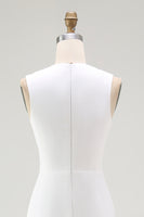 Load image into Gallery viewer, White Chiffon V-Neck Sheath Long Reception Dress