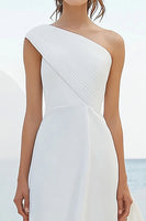 Load image into Gallery viewer, White Chiffon One Shoulder Ruched Engagement Dress
