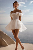 Load image into Gallery viewer, White Sequins Mini Ruffled Graduation Dress