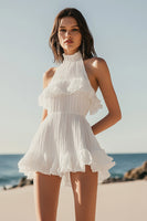 Load image into Gallery viewer, Sleeveless Ruffled A Line Little White Dress
