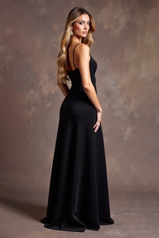 Black Ruched High Low Formal Dress