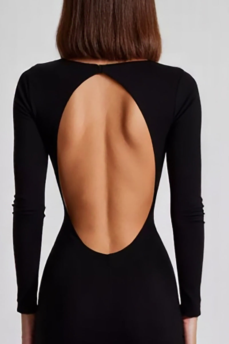 Load image into Gallery viewer, Black Sheath Boat Neck Long Formal Dress with Long Sleeves