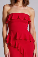 Load image into Gallery viewer, Red A Line Chiffon Long Formal Dress with Ruffles